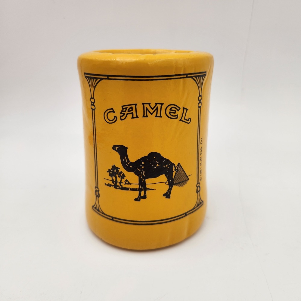 Vintage 1981 Camel Cigarettes Yellow Foam Can Holder Koozie Joe Camel RJR 1979